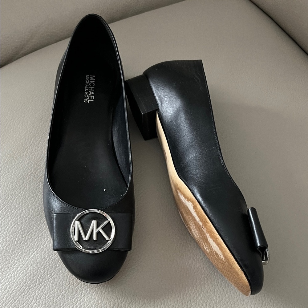 Michael Kors Black Flats with Silver Logo